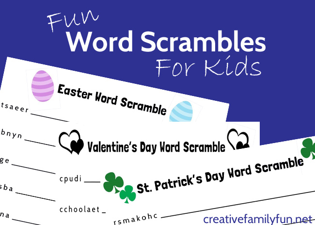 Word scrambles are so much fun! Here's a fun selection of holiday and everyday printable word scrambles for kids. Just download, print, and fun solving these word games.