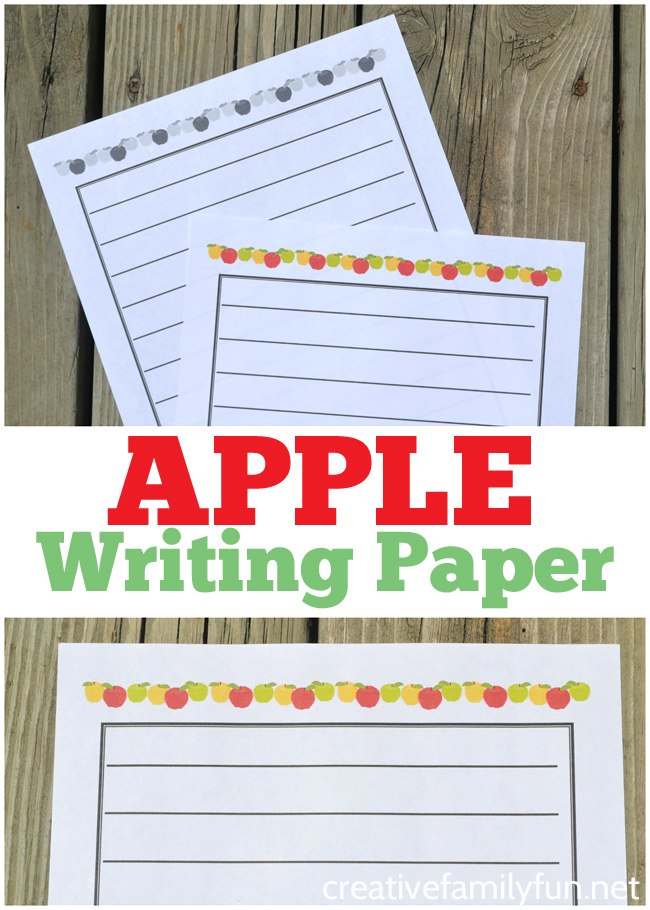 Practice writing with this fun fall-themed free printable Apple Writing Paper. Includes both full color and black and white options.