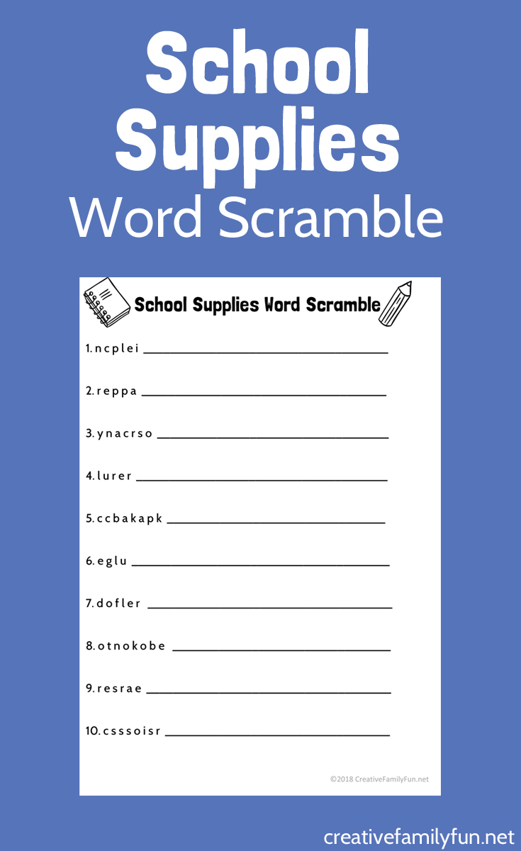 If you love school supplies and word games, you'll love this awesome School Supplies Word Scramble printable for kids. It's a great boredom buster!