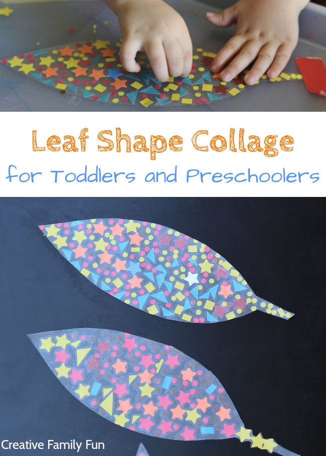 Make pretty autumn leaves and learn shapes with this fun fine motor craft for toddlers and preschoolers, a simple Leaf Shape Collage. 