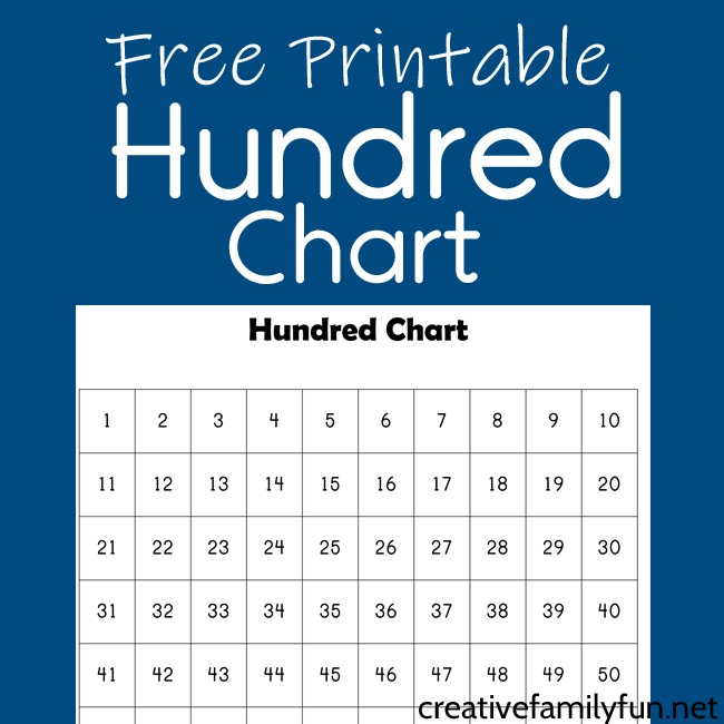This free hundred chart is perfect for learning and math activities.