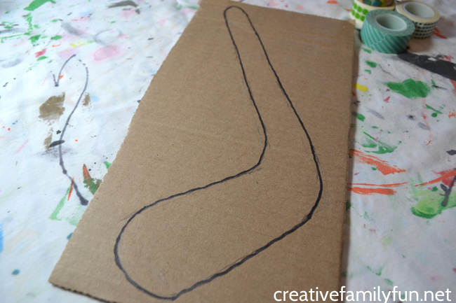 Your young hockey fans will love to make this simple Cardboard Hockey Stick craft. It's fun to make and use to decorate your room.