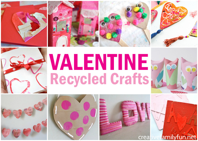 Check your recycle bin for supplies to make these cute and fun Recycled Valentine crafts for kids. You'll want to make them all!