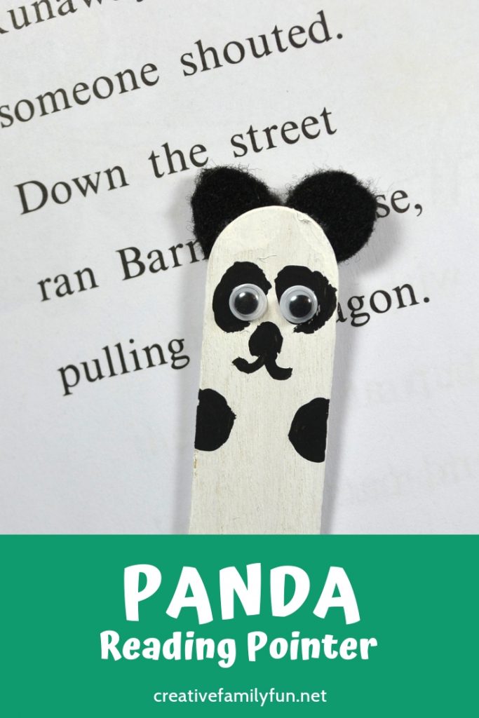 Use a craft stick to make this simple panda reading pointer for kids. It's a fun tool for beginning readers and animal lovers!