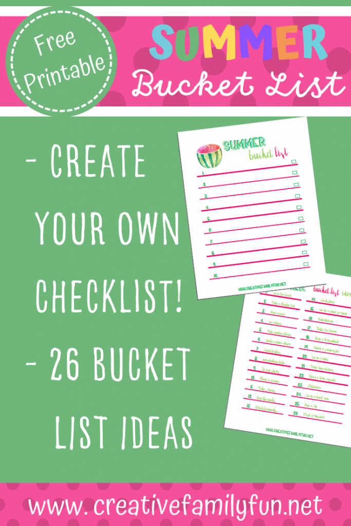 Plan your family summer bucket list with this fun printable. Use your own ideas or use some of our suggestions for summer fun!