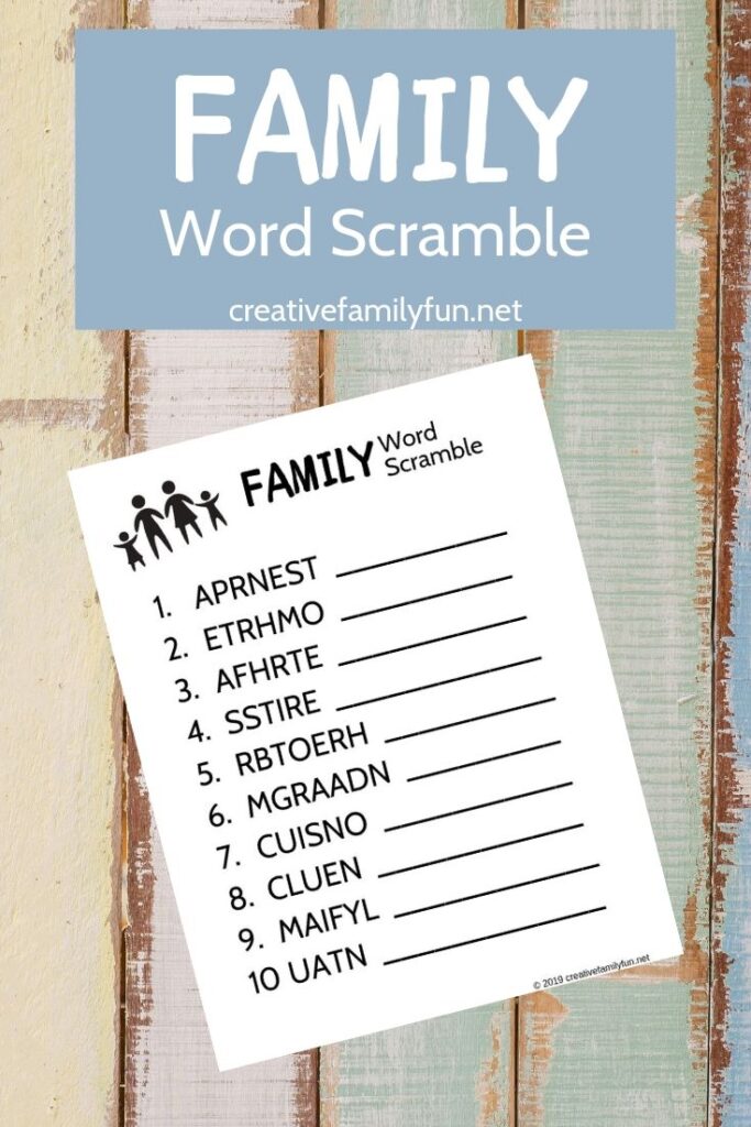 Unscramble words related to families with this fun and simple Family Word Scramble printable for kids. Just print and enjoy!