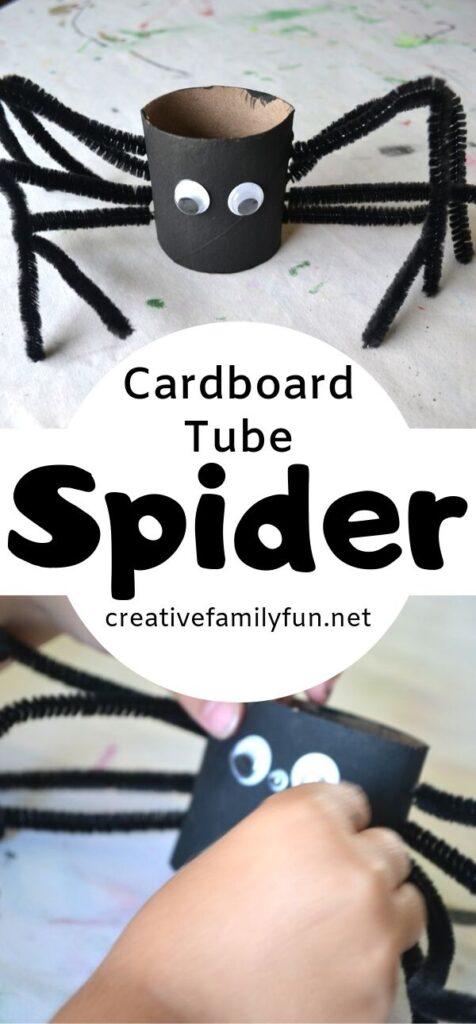 Spiders don't have to be scary, especially when make this fun and simple kids craft, a cardboard tube spider craft for Halloween.